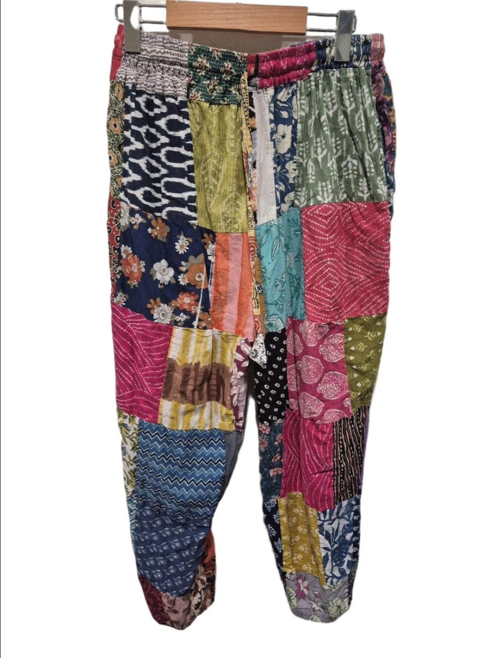Didi's Boho Multi-Print Patchwork High Rise Jogger Pants 100% Cotton Free Size